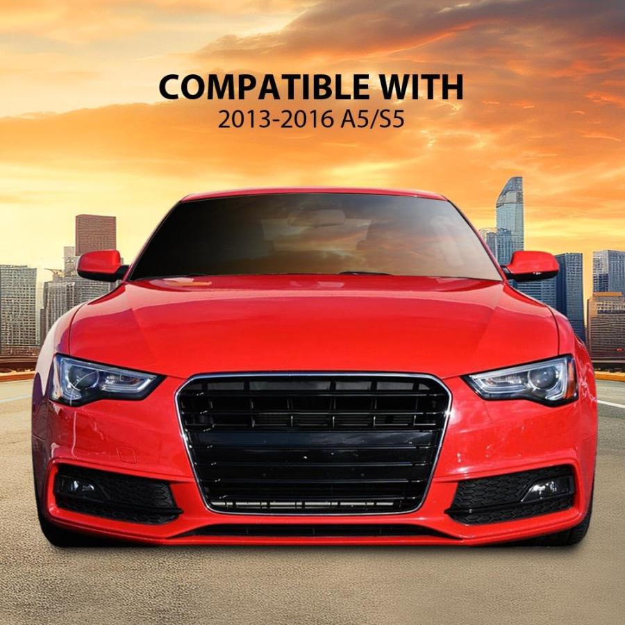 【並行輸入品】G PLUS フロントバンパー フォグライト グリル カバー トリム ハニカム ブラック ブラックリング付き Audi A5 S_9