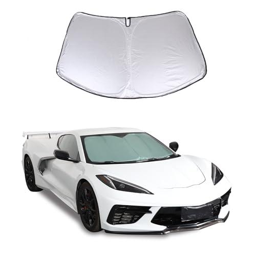 【並行輸入品】 車用フロントガラスサンシェード、シボレーコルベットC8 2020 2024に対応。折りたたみ式の反射板サンシェードは、車のインテリ_1