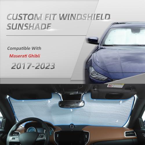 【並行輸入品】 マセラティ レバンテ ジブリ クアトロポルテ 2016 2024 車用フロントガラスサンシェード 折りたたみ式 紫外線反射板 自動