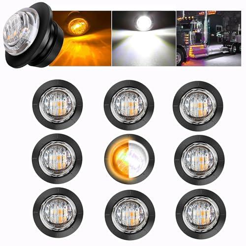 【並行輸入品】FZSSHYG 10Pcs Dual Color 3/4" Round LED Marker Lights，White to A