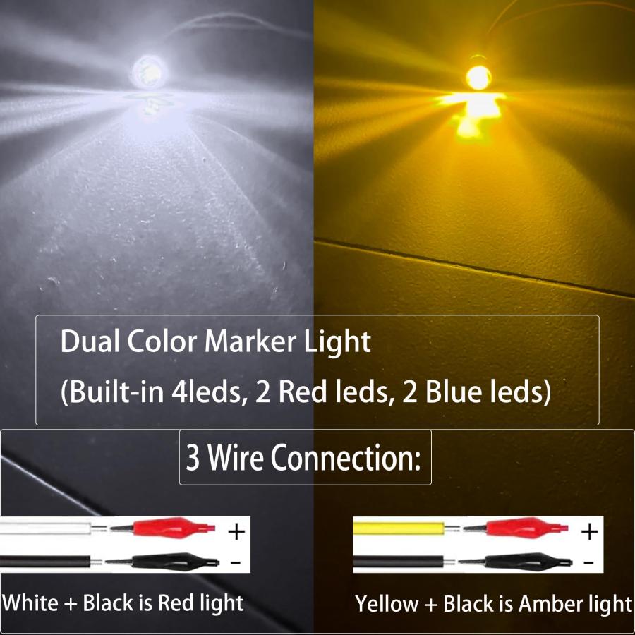 【並行輸入品】FZSSHYG 10Pcs Dual Color 3/4" Round LED Marker Lights，White to A