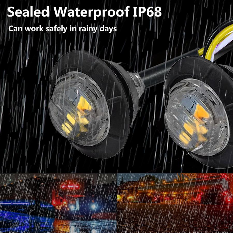 【並行輸入品】FZSSHYG 10Pcs Dual Color 3/4" Round LED Marker Lights，White to A
