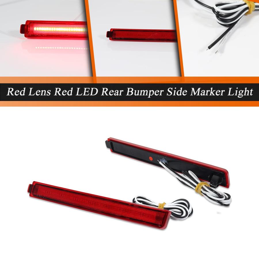 【並行輸入品】ADIIL Red Cover Lens Red LED Rear Bumper Side Marker Light Refle_6
