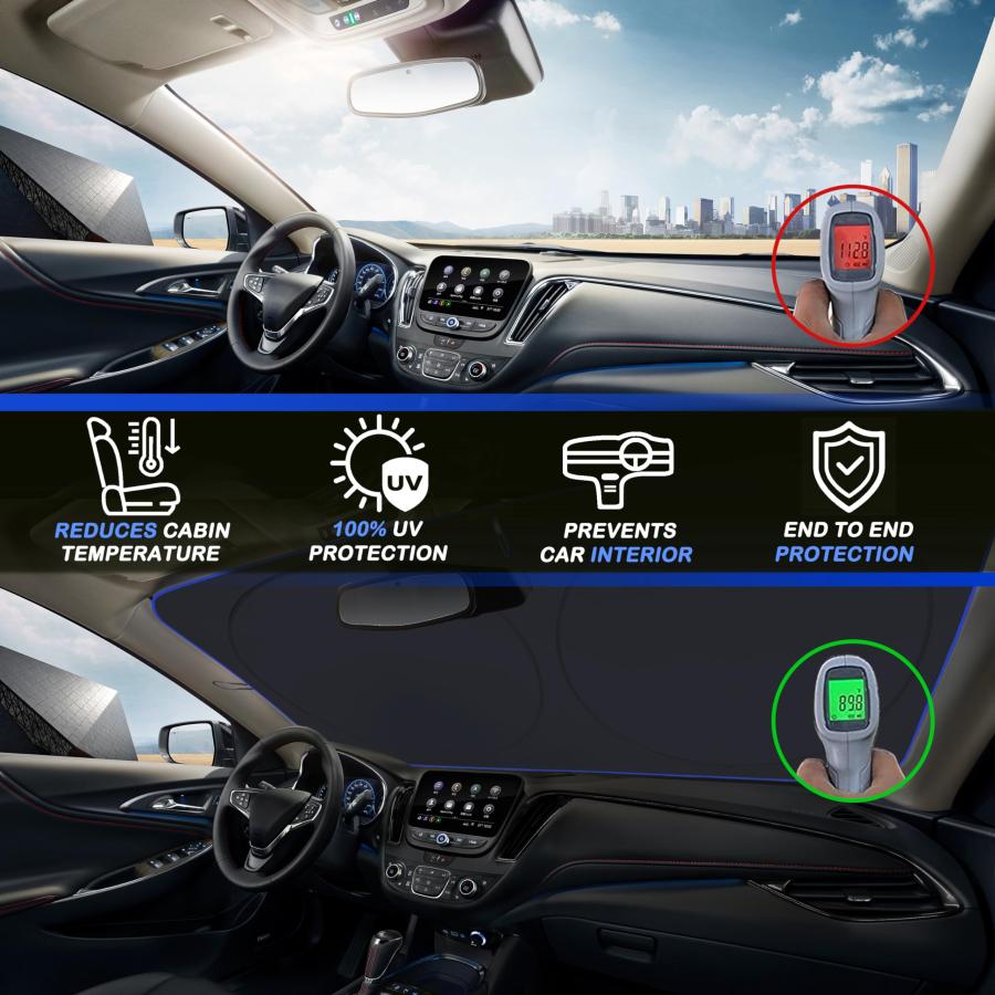 【並行輸入品】 MORNYRAY 車用フロントガラスサンシェード、反射板サンシェードは車内を究極に保護します。クールな反射サンブロッカー、折りたたの画像
