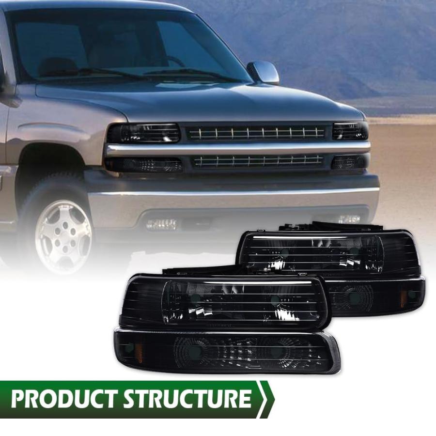 【並行輸入品】LQI Front Headlight+ Bumper Lights Lamps Compatible with Chevy S_3