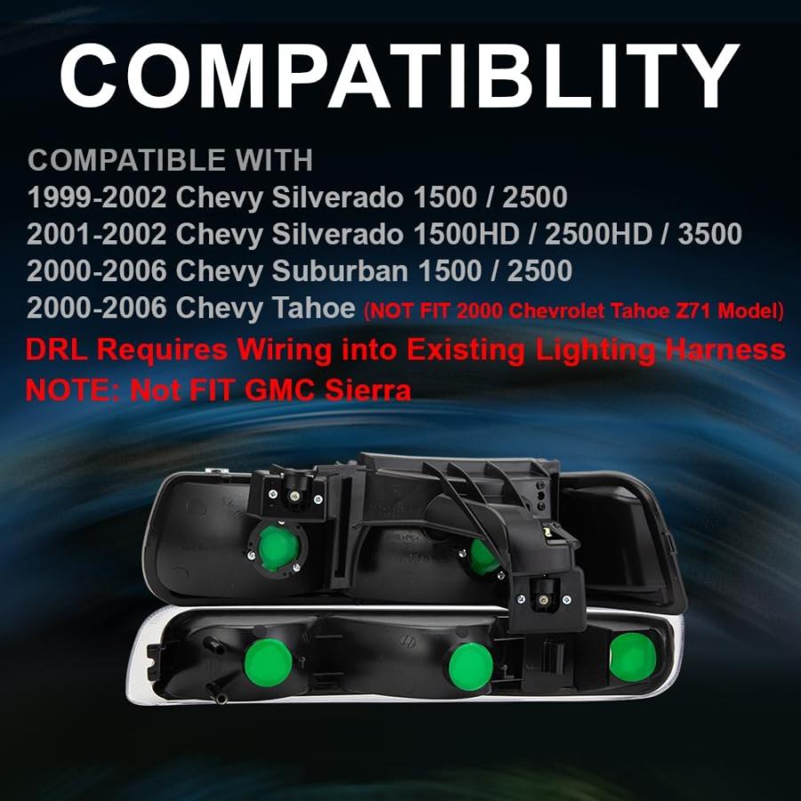 【並行輸入品】LQI Front Headlight+ Bumper Lights Lamps Compatible with Chevy S_6