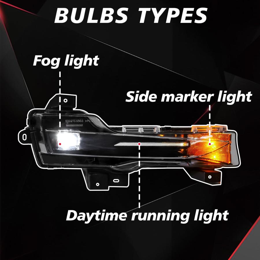 【並行輸入品】Qingchijun Led Fog Lights Passenger Side Fog Lamps Compatible wiの画像
