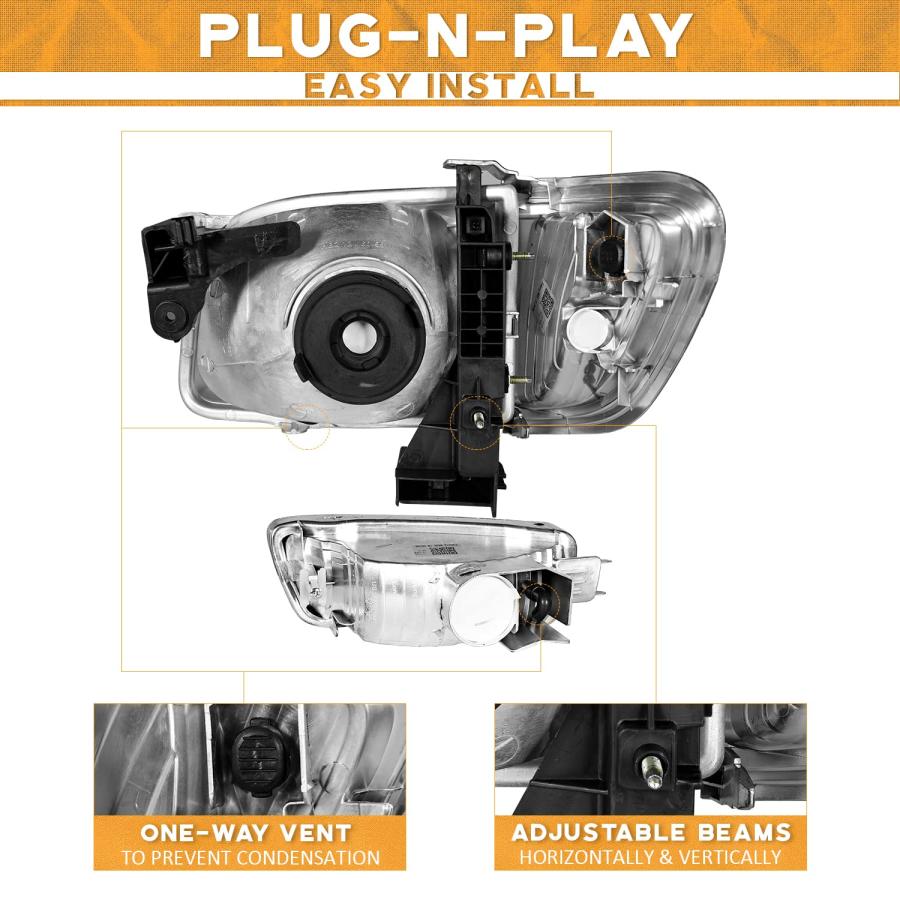 【並行輸入品】WEELMOTO Headlights for 2001 2004 Toyota Tacoma Replacement forの画像