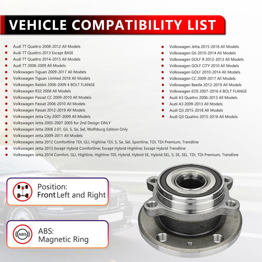 【並行輸入品】PEYU 513253 (Pair) Front Wheel Bearing Hubs For Audi TT Quattro_3