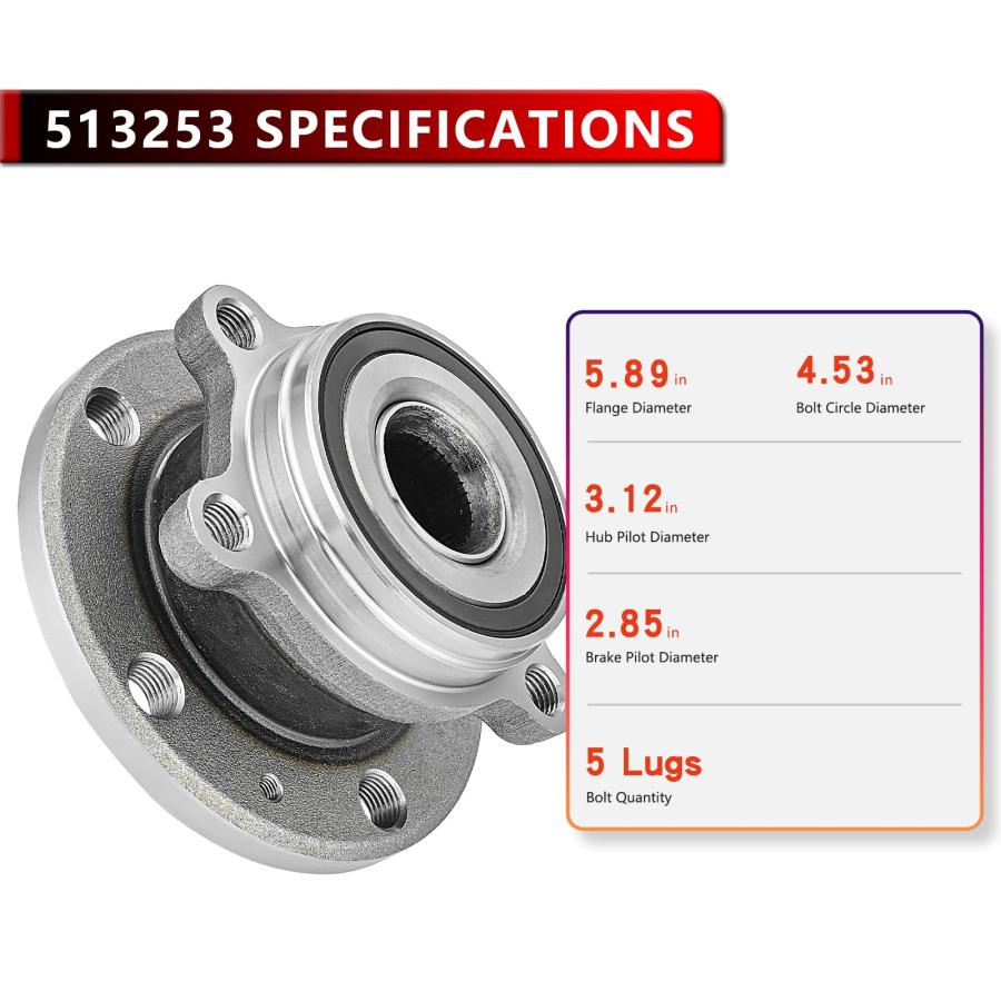 【並行輸入品】PEYU 513253 (Pair) Front Wheel Bearing Hubs For Audi TT Quattro_6