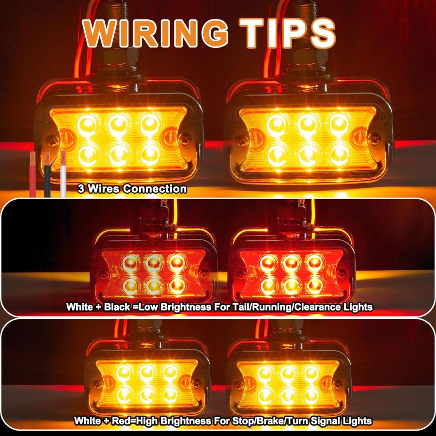【並行輸入品】Wodvyss 2Pcs Double Face Amber/Red Lens 12 LED Marker Lights Turの画像