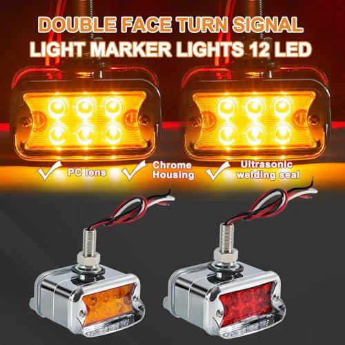 【並行輸入品】Wodvyss 2Pcs Double Face Amber/Red Lens 12 LED Marker Lights Turの画像