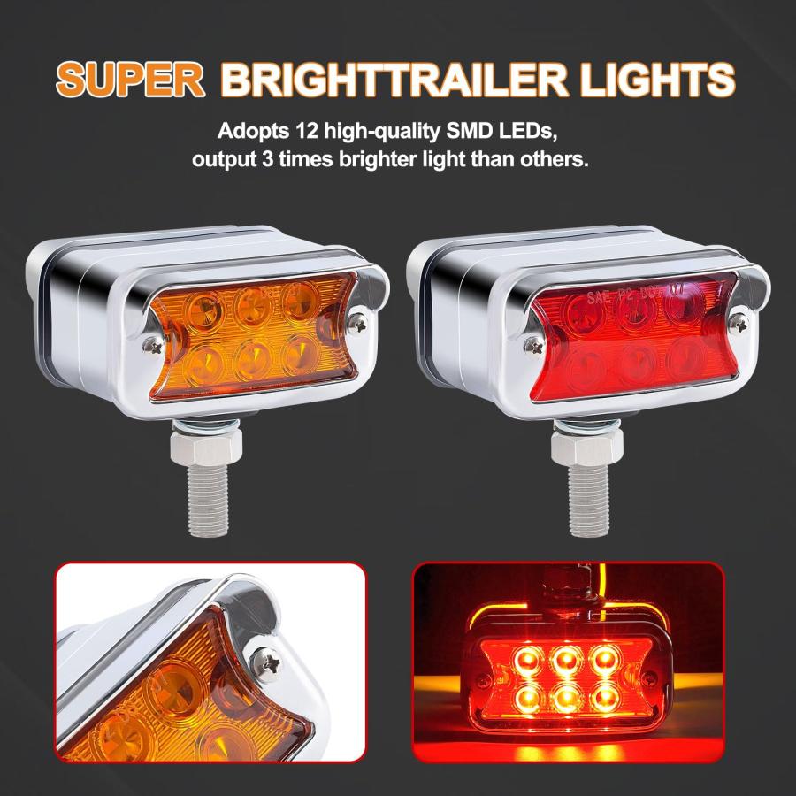 【並行輸入品】Wodvyss 2Pcs Double Face Amber/Red Lens 12 LED Marker Lights Turの画像