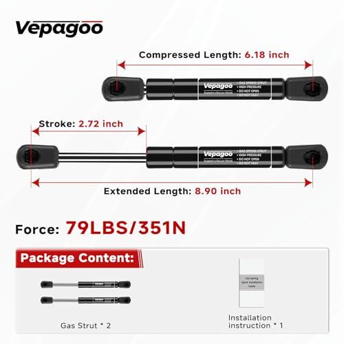 【並行輸入品】Vepagoo 9インチ 85ポンド/ 351N ガスストラット ショック スプリング リフトサポート トラック ピックアップツーの画像
