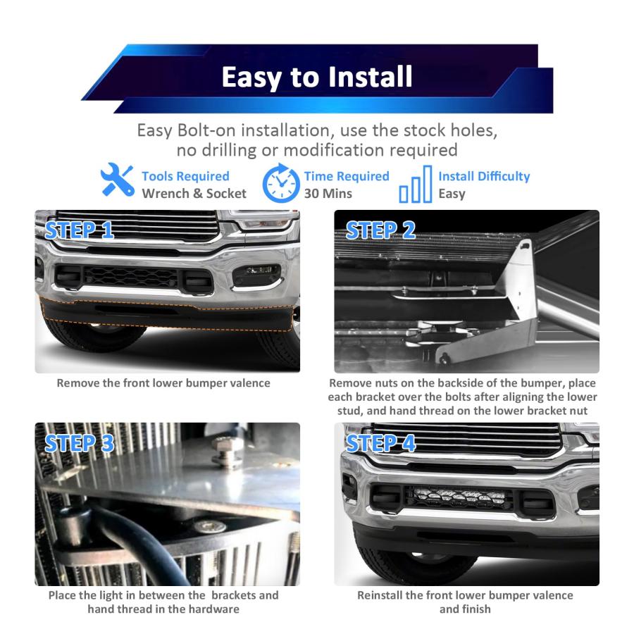 【並行輸入品】Wsays Front Hidden Bumper Lower Grill Light Bar Mounting Bracketの画像