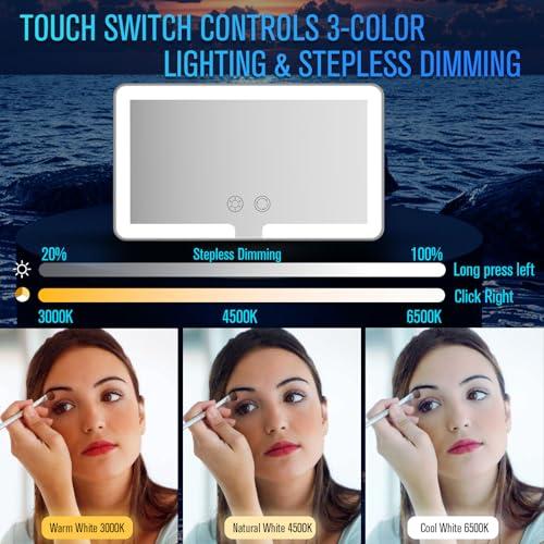 【並行輸入品】evntyps カーバイザーバニティミラー、3色ライト付きLEDメイクアップミラー、充電式LEDカーミラー、リアビュー日よけトラベ |  | 07