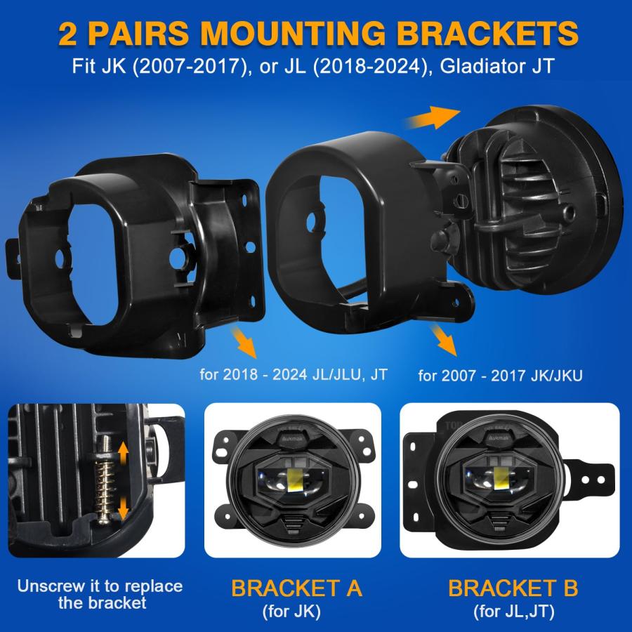 【並行輸入品】Aukmak Upgraded LED Fog Lights for Jeep Wrangler JK JL JKU JLU 2_6