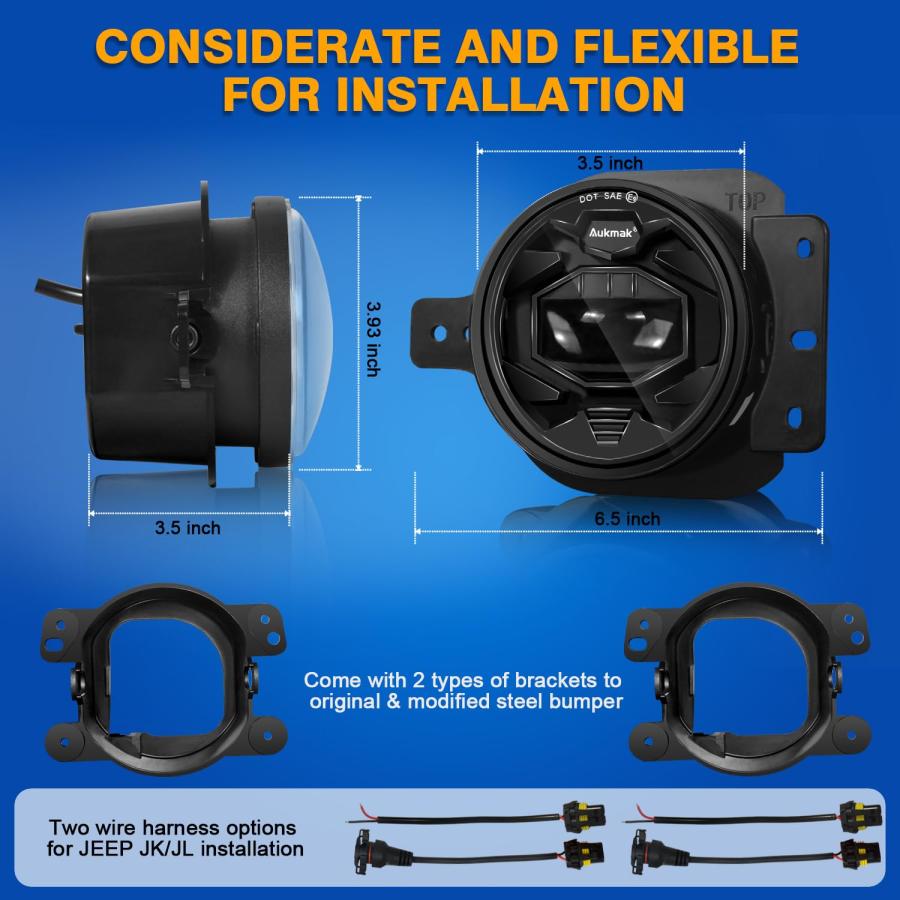 【並行輸入品】Aukmak Upgraded LED Fog Lights for Jeep Wrangler JK JL JKU JLU 2_9