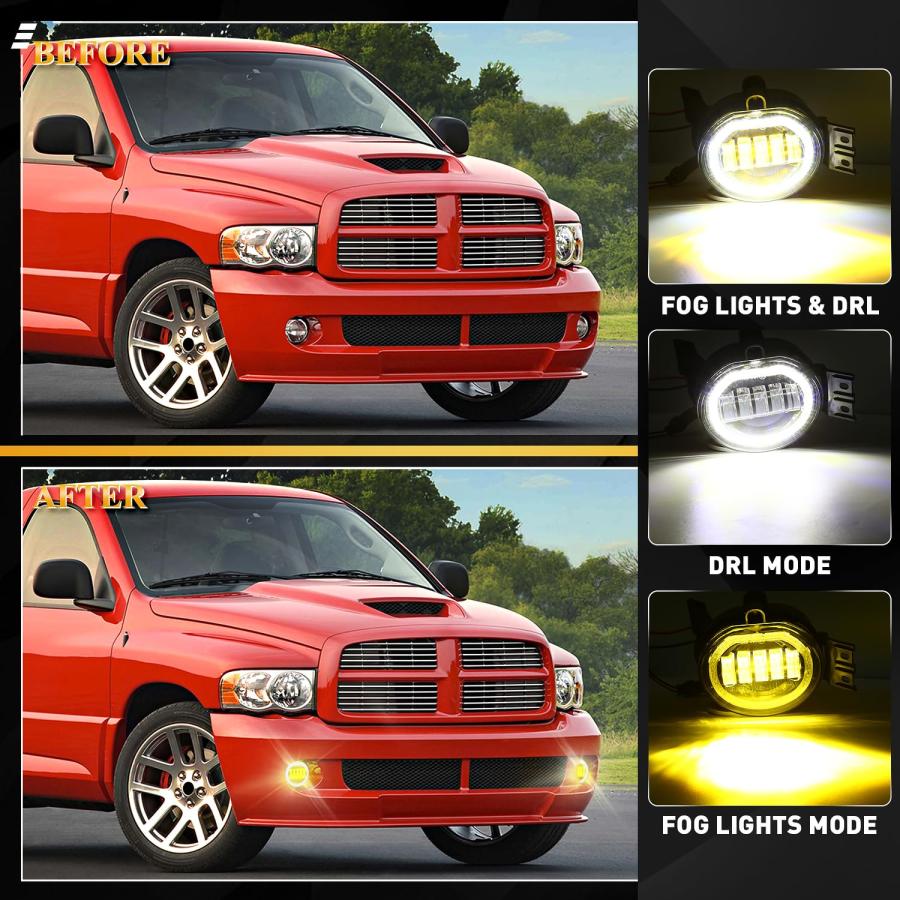 【並行輸入品】FICOLPO Led Fog Lights with Daytime Running Lights for 2002 2008の画像