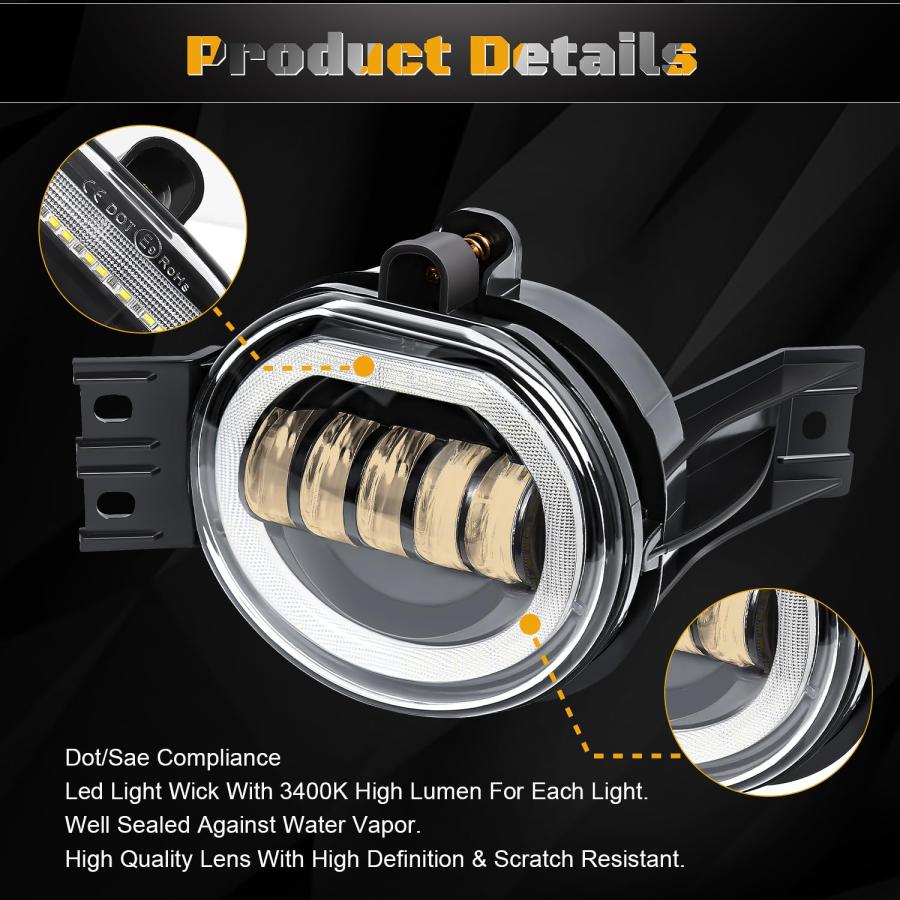 【並行輸入品】FICOLPO Led Fog Lights with Daytime Running Lights for 2002 2008の画像