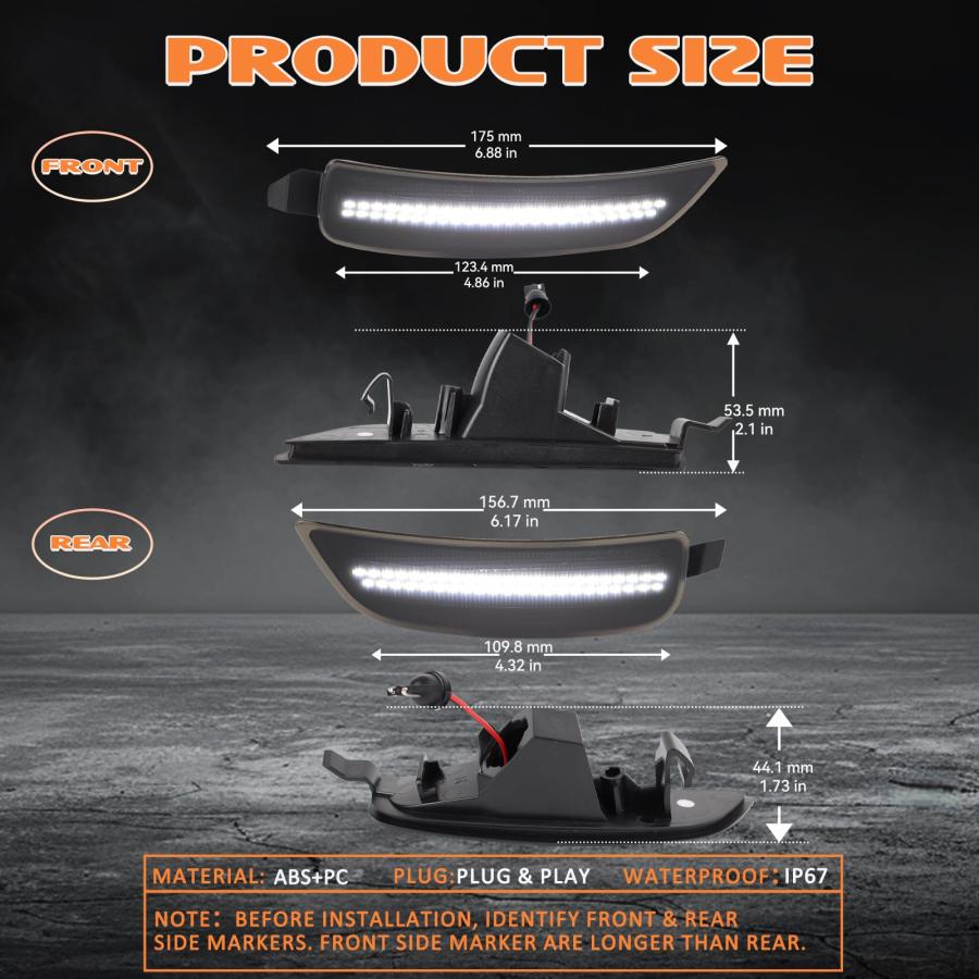【並行輸入品】AreLokpri White LED Side Marker Lights Compatible With 2016 2023の画像