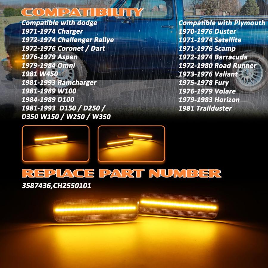 【並行輸入品】AreLokpri LED Front Side Marker Lights Compatible with Dodge Ramの画像