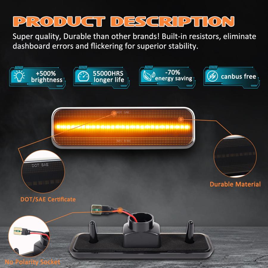 【並行輸入品】AreLokpri LED Front Side Marker Lights Compatible with Dodge Ramの画像
