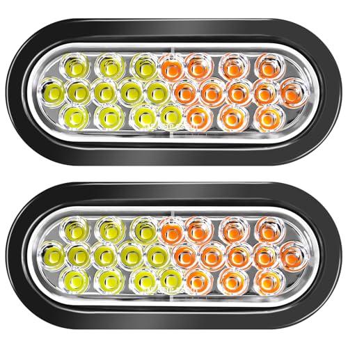 並行輸入品】 Wodvyss 2 Pcs 6.5 Inch Oval Amber/White Strobe Lights