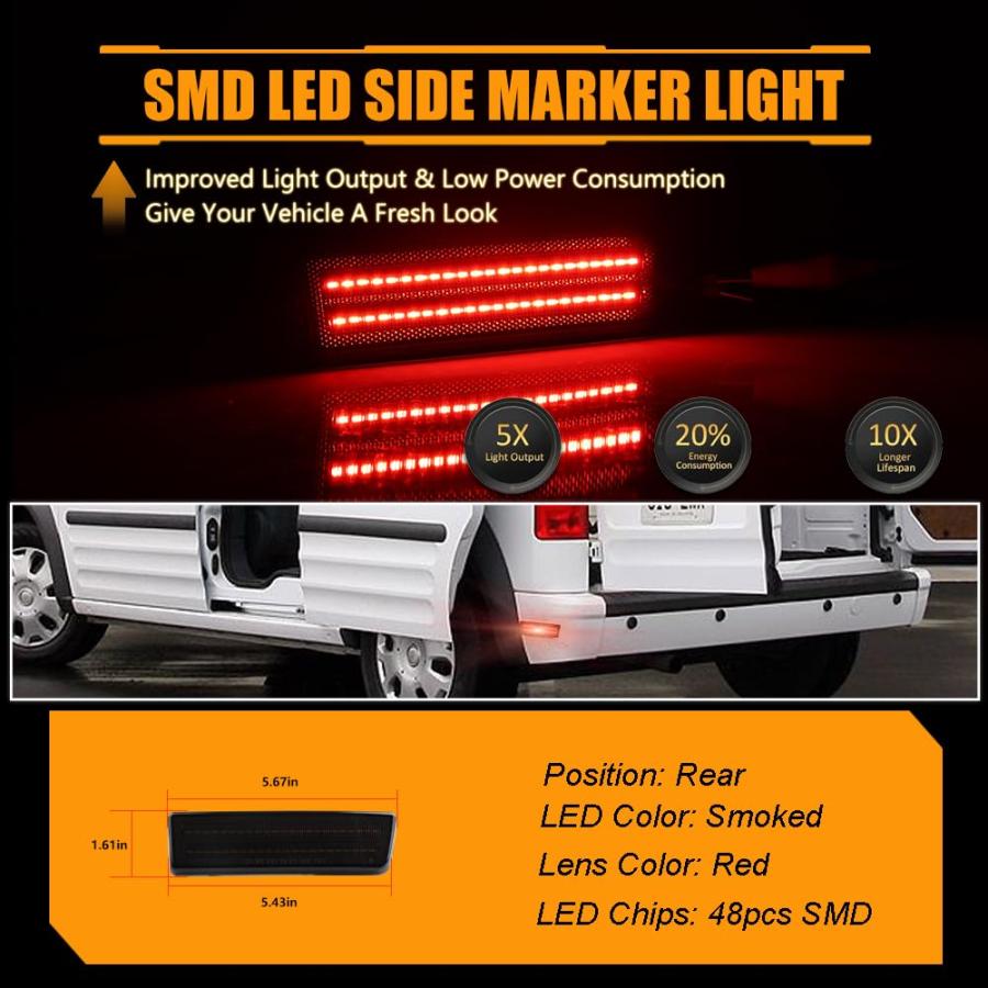 【並行輸入品】OFFKAT Rear Fender LED Side Marker Lights for 2010 2013 Fo rd Tr_6
