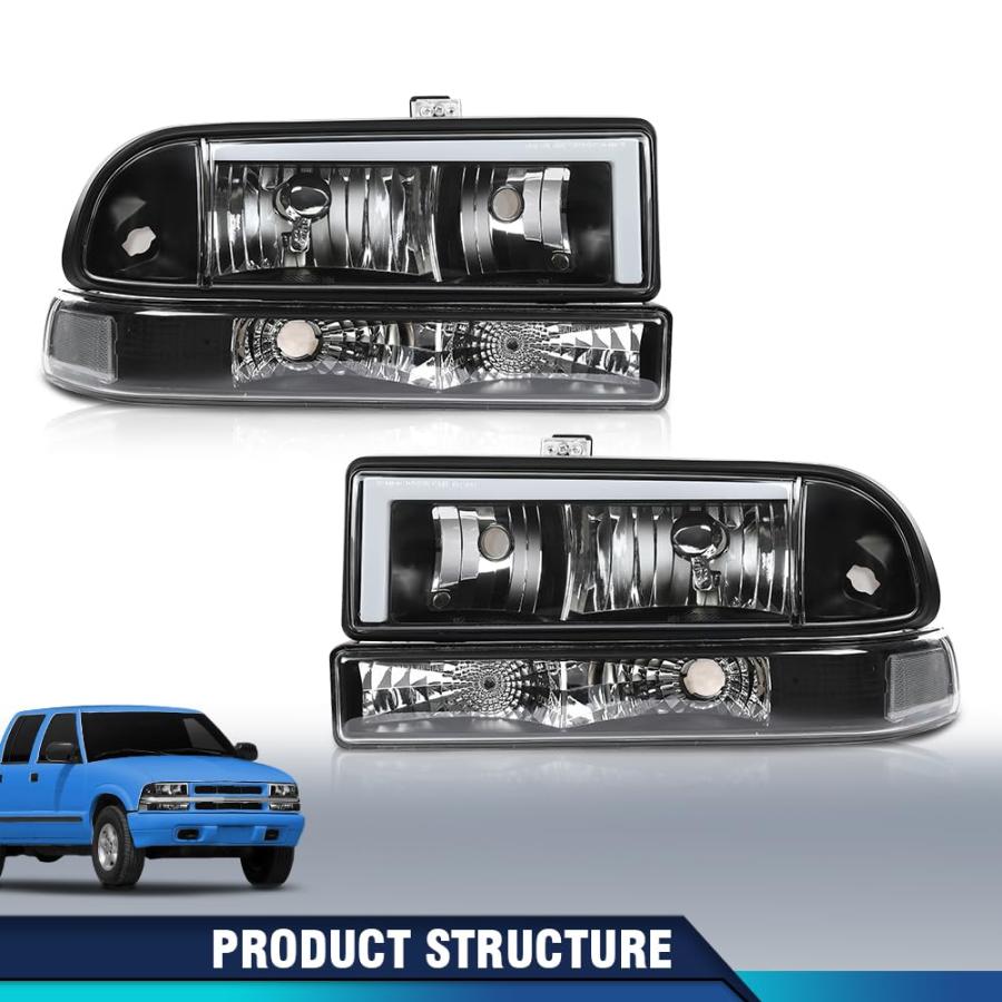 【並行輸入品】PIT66 Headlights Assembly Front Headlamp w/LED Light Bar Compatiの画像