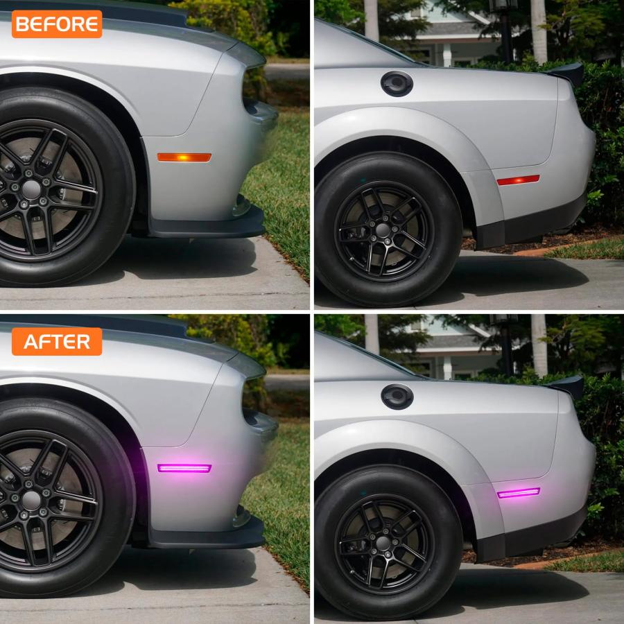 【並行輸入品】FetonAuto Pink Purple LED Side Marker Lights for 2015 2023 Dodgeの画像