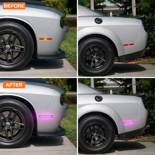 【並行輸入品】FetonAuto Pink Purple LED Side Marker Lights for 2015 2023 Dodgeの画像