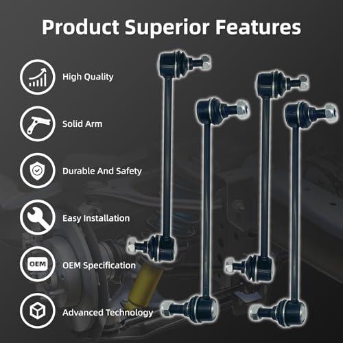 【並行輸入品】Torsiva K90344 K90345 4Pcs Front Rear Stabilizer Sway Bar End Liの画像