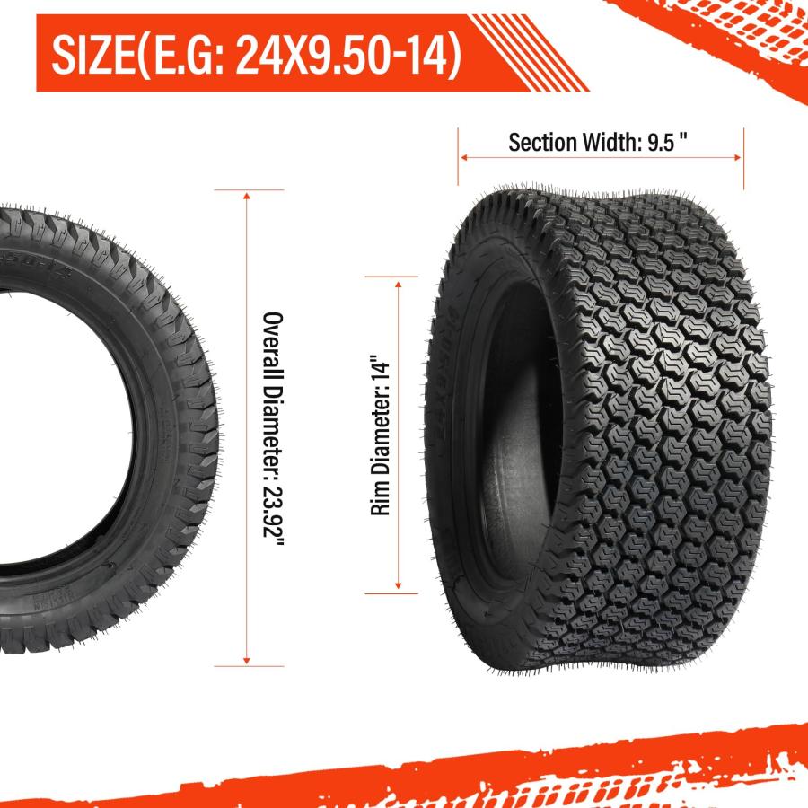 Diyer 24x9.50 14 芝刈り機 ガーデンタイヤ 4層 24x9.5x14 トラクター ゴルフカート 【INDUSTRIAL】 ターフ 並行輸入品