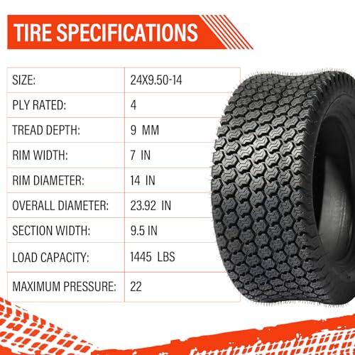 Diyer 24x9.50 14 芝刈り機 ガーデンタイヤ 4層 24x9.5x14 トラクター ゴルフカート 【INDUSTRIAL】 ターフ 並行輸入品