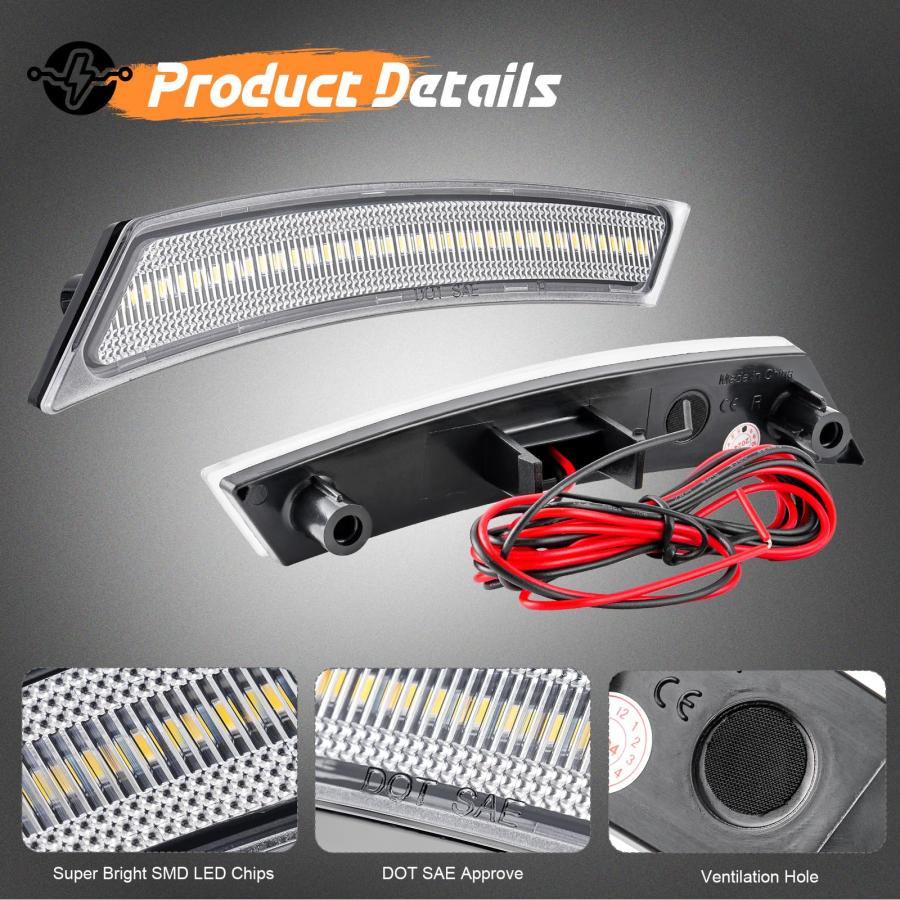 【並行輸入品】 Aexploer 2PCS Led Front Side Marker Light Reflector Compatibe wi_9