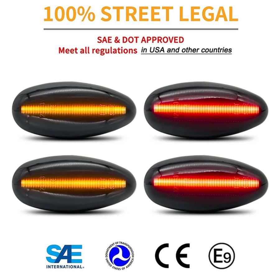 【並行輸入品】 Gsdmsye Front LED Side Marker Lights，Rear Bumper Sidemarker Lamp
