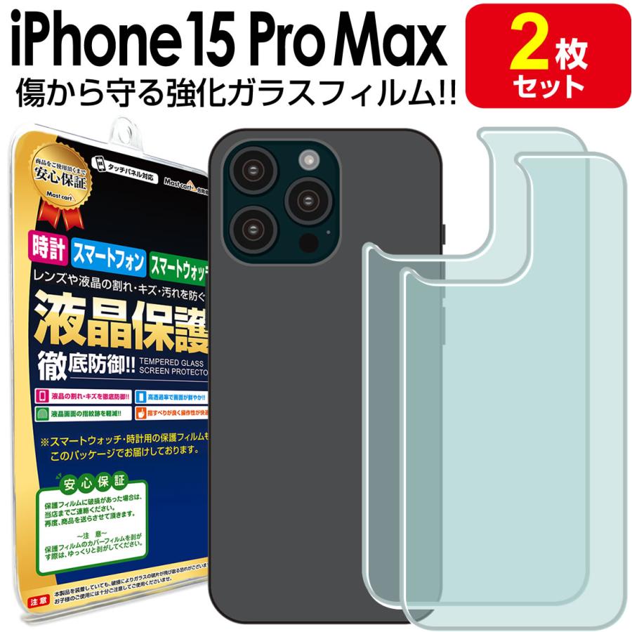 背面用ガラス 2枚セット iPhone15 Pro Max ガラス フィルム 保護 背面 