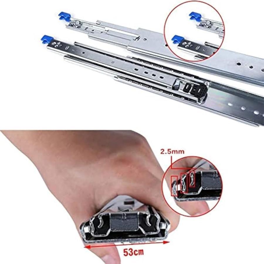 スライドレール 2本セット 約150cm 1500mm 超重量用スライドレール 250-1500mm ロック付 引き出しスライド 完全な