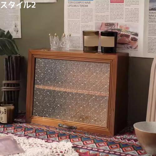 ミニ食器棚 デスク上置き棚 スタイル1 30*11*23cm アンティーク調 卓上