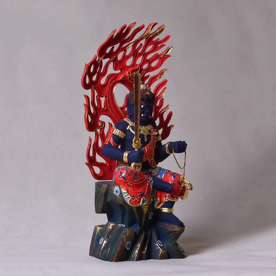 不動明王 仏像 木彫り ツゲ 守り本尊 木製 厄除け 魔除け (不動明王像