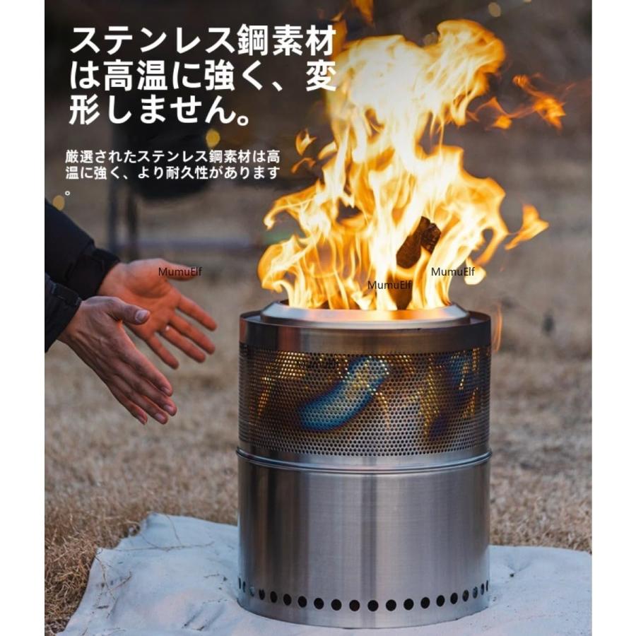 【新品・未使用】 二次燃焼 焚き火台 フレイムストーブ フレイムストーブ 二次燃焼 丸型薪ストーブステンレス キャンプ
