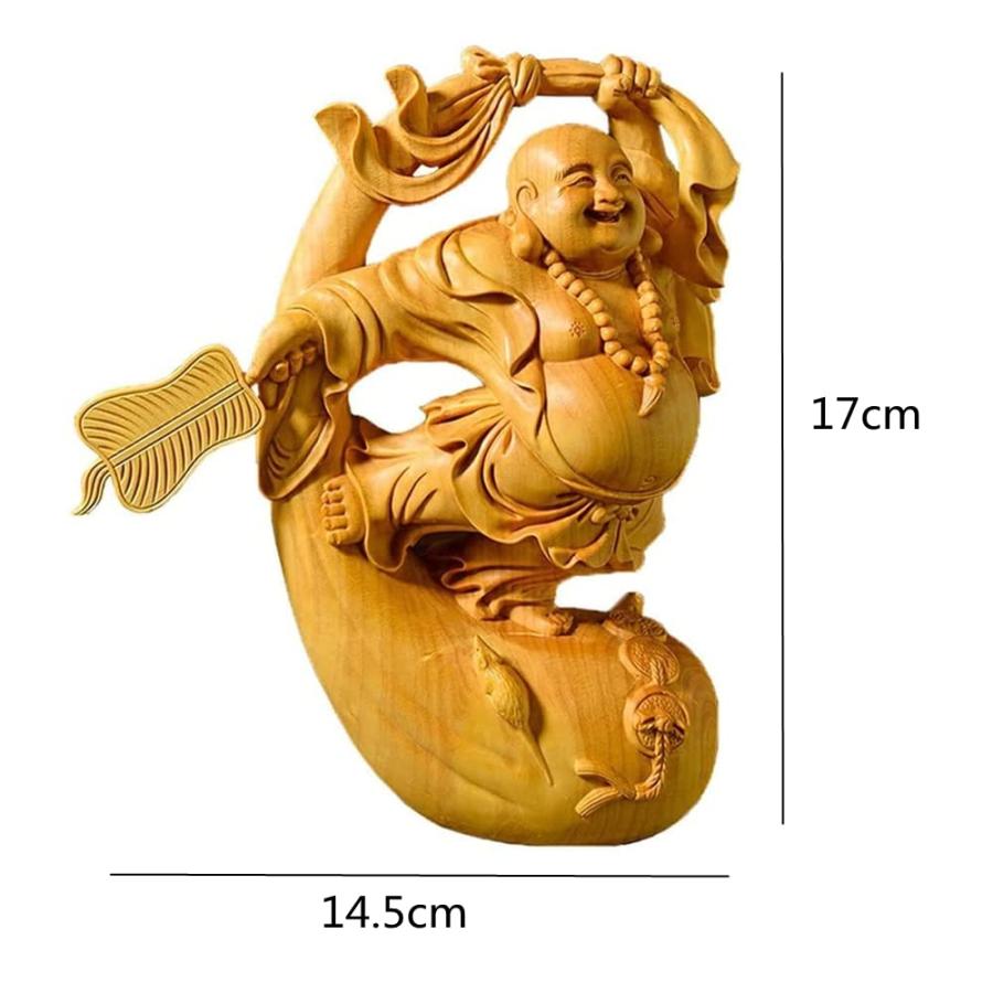 仏像 木彫り 弥勒仏 布袋さん 布袋様 天然ツゲ木彫り 仏教 弥勒手彫り