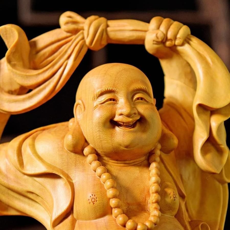 仏像 木彫り 弥勒仏 布袋さん 布袋様 天然ツゲ木彫り 仏教 弥勒手彫り