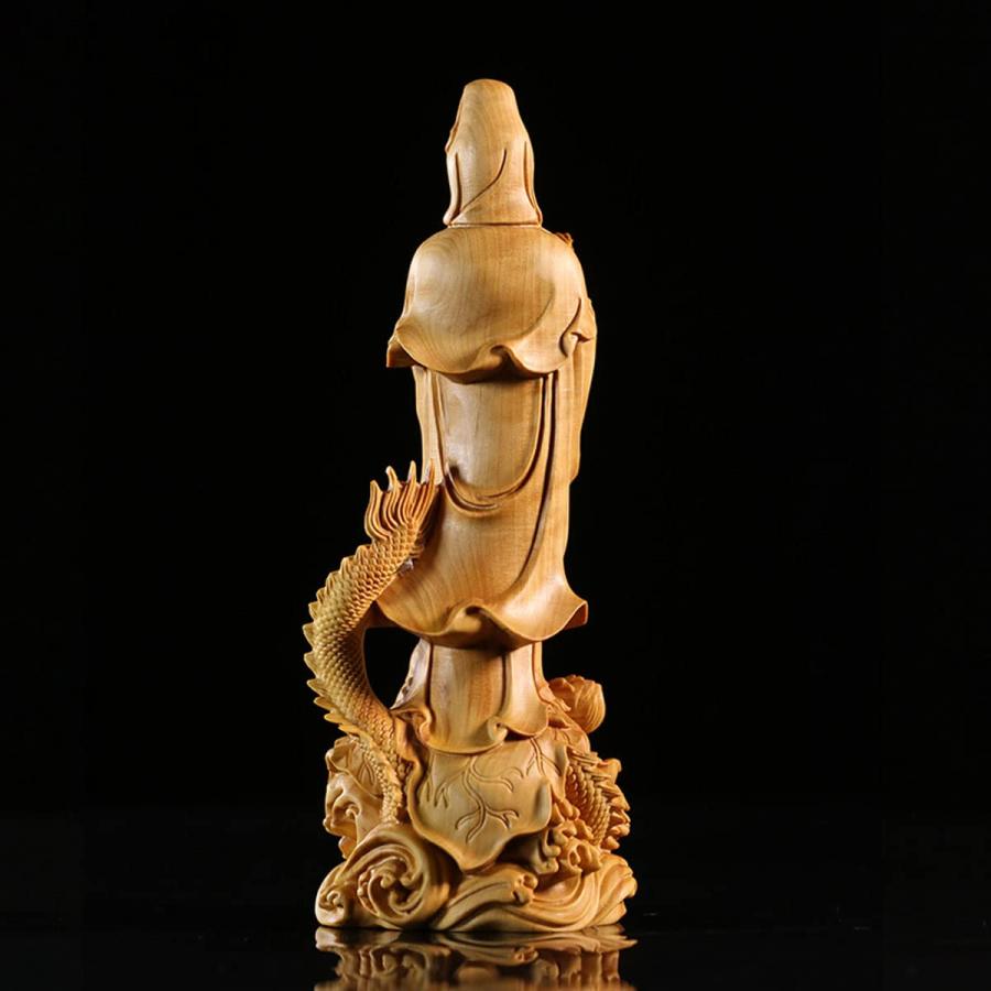 大型 龍乗り　観音菩薩 木彫　仏像 彫刻　開運　風水　置物　縁起物　インテリア 風水 龍上観音 観音像 龍乗観音 龍観音 木彫り 仏壇仏像 祈る 厄除け
