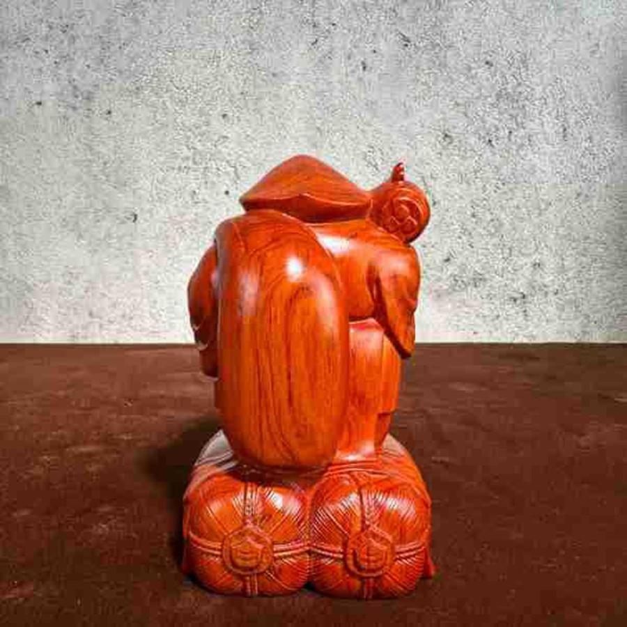 大黒天】木彫りの仏像 美術品 天然花梨木 彫刻 七福神 置物 縁起物