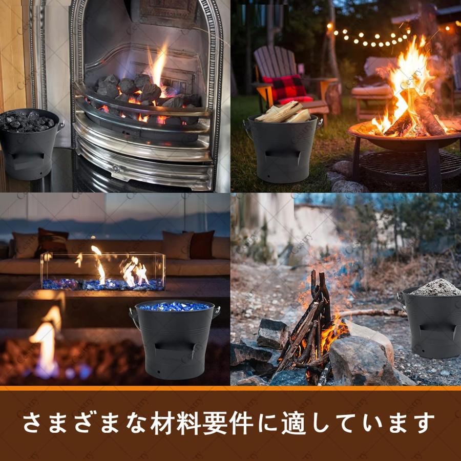 灰入れバケツ 薪ストーブ 壁炉用 高耐熱鉄製 5L 灰受けバケツ 蓋