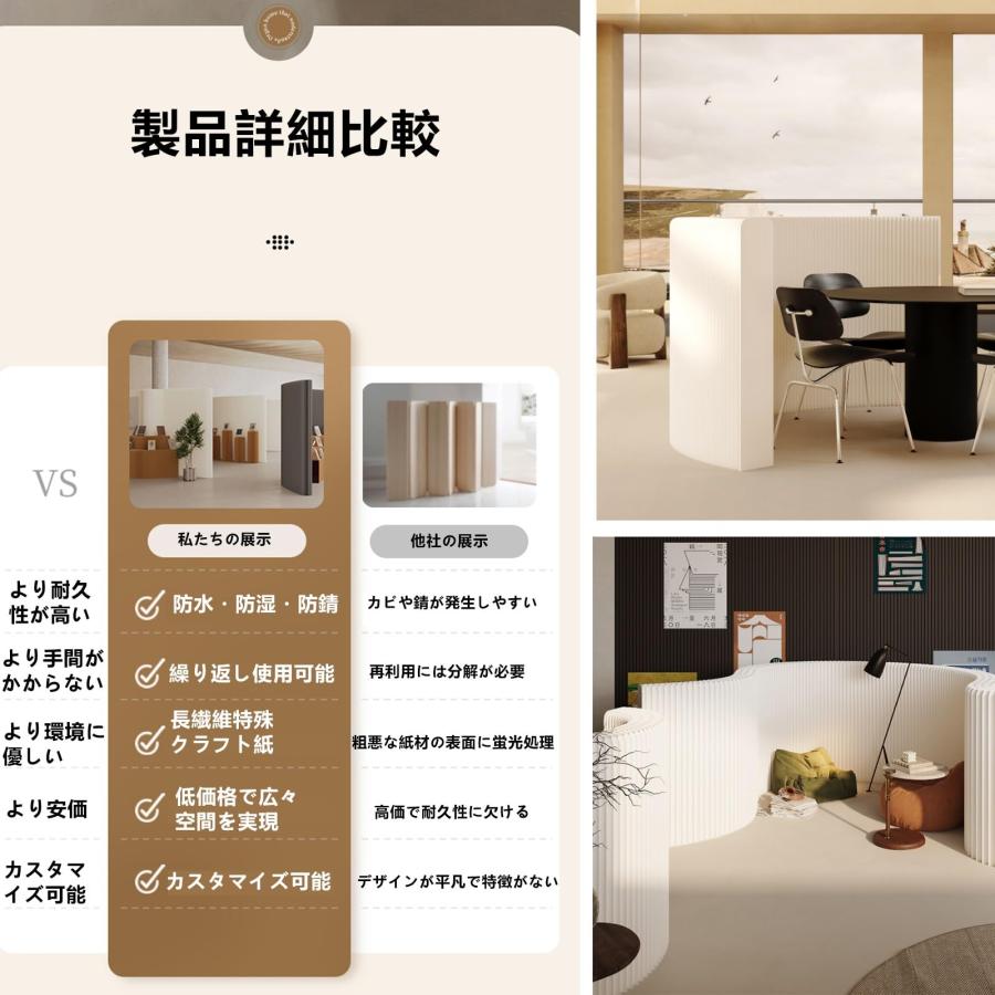 パーテーション ペーパー屏風 折りたたみ式間仕切り 持ち運び可能