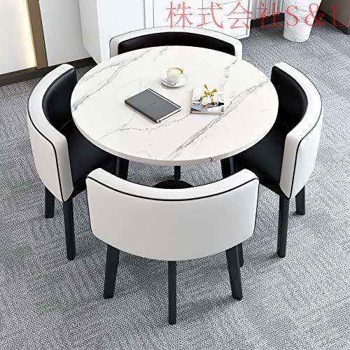 ダイニングテーブルセット丸型大理石のテクスチャ食卓セットS＆L省スペース丸型4人掛けカフェテーブル丸テーブルダイニングルームとキッチン用 セッバックレスト_16