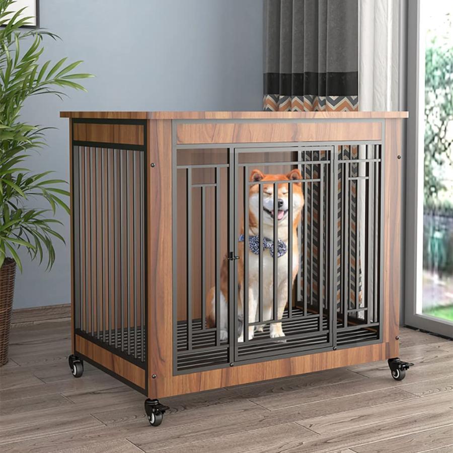 犬の小屋屋外 移動便利 木製 ドッグハウス トレー付き さびない 頑丈 犬小屋 大型 犬用 ケージ 組み立て簡単 犬小屋 木 室内外兼用/テラス/裏庭/室内/屋外用_2